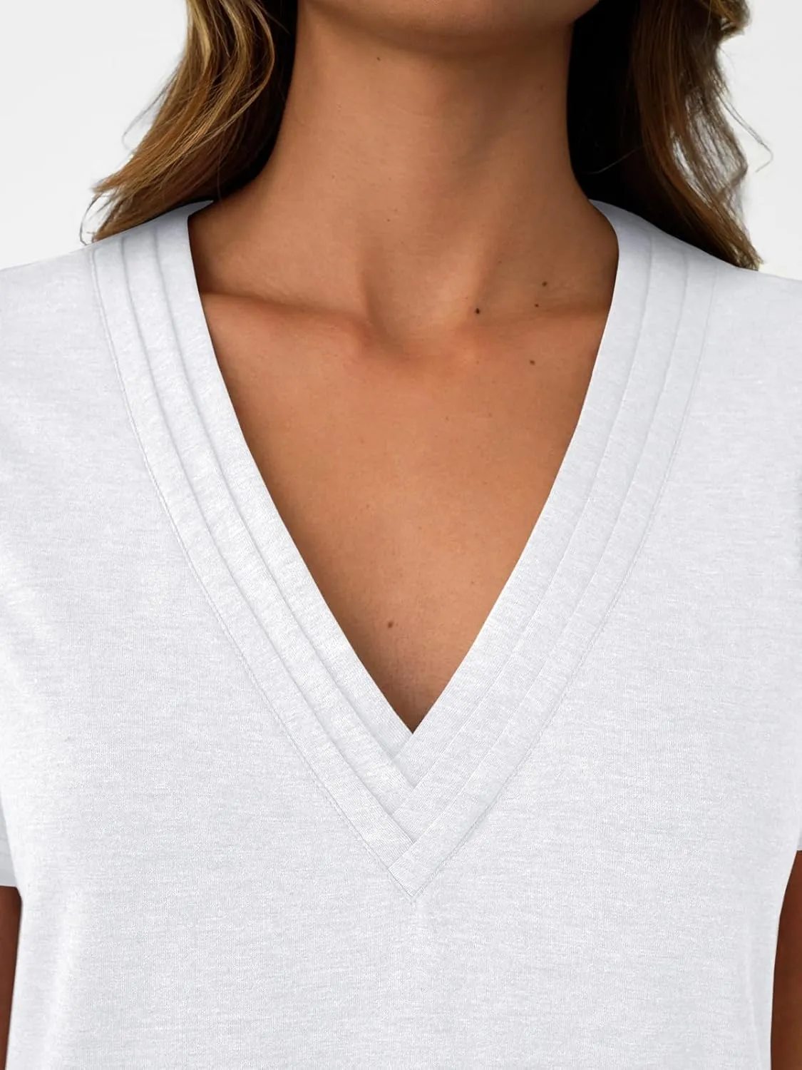 AUTOMET Pleated V Neck Shirts Short Sleeve Summer Business Casual Tops