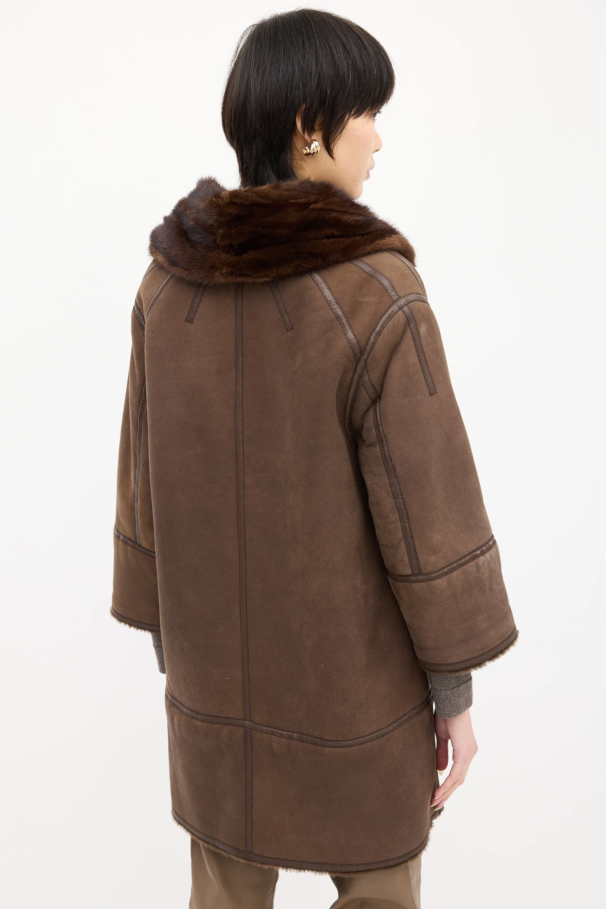 Brown Suede & Shearling Coat
