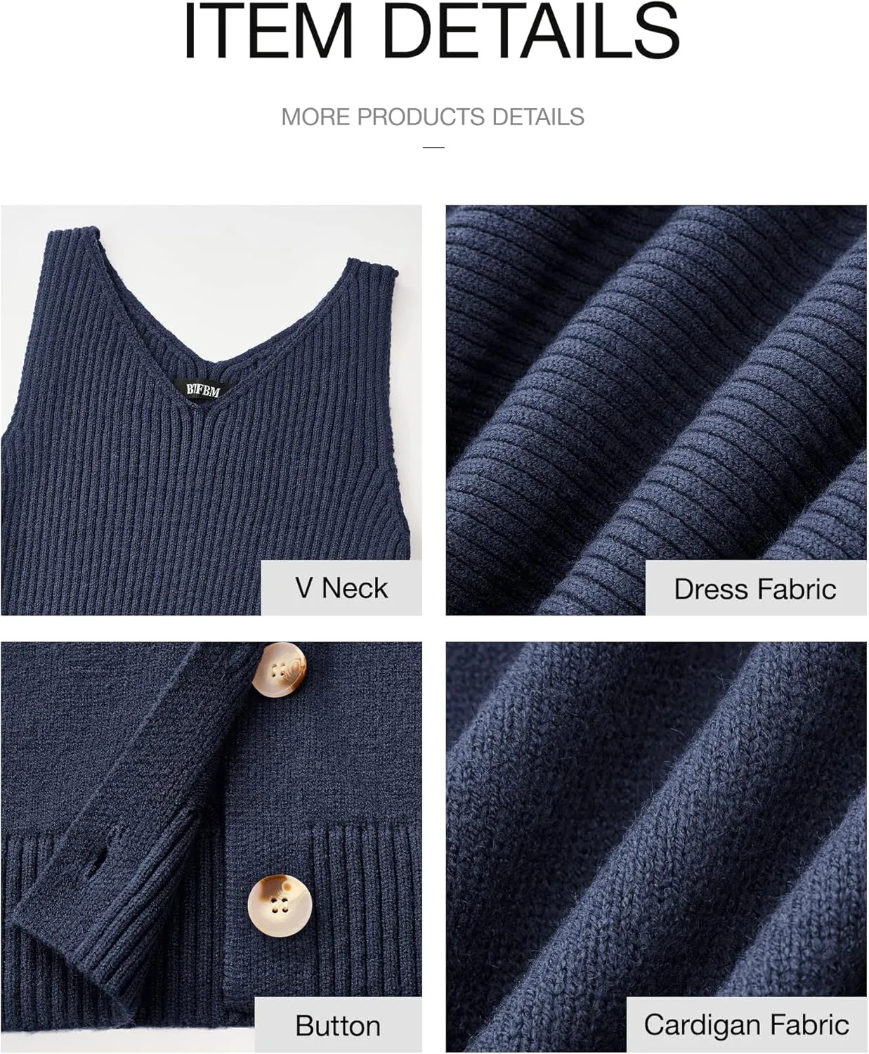 BTFBM Women Fall Knit Sweater Dress Set Bodycon Slit Midi Dresses Button Down Long Sleeve Cropped Cardigan 2 Piece Sets