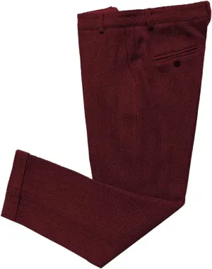 Ceehuteey Men's Regular Fit Tweed Wool Dress Pants Flat Front Herringbone Trousers