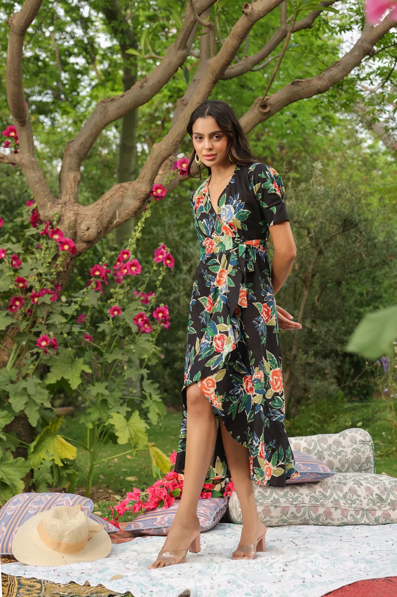 Contraste Floral Cotton Dress