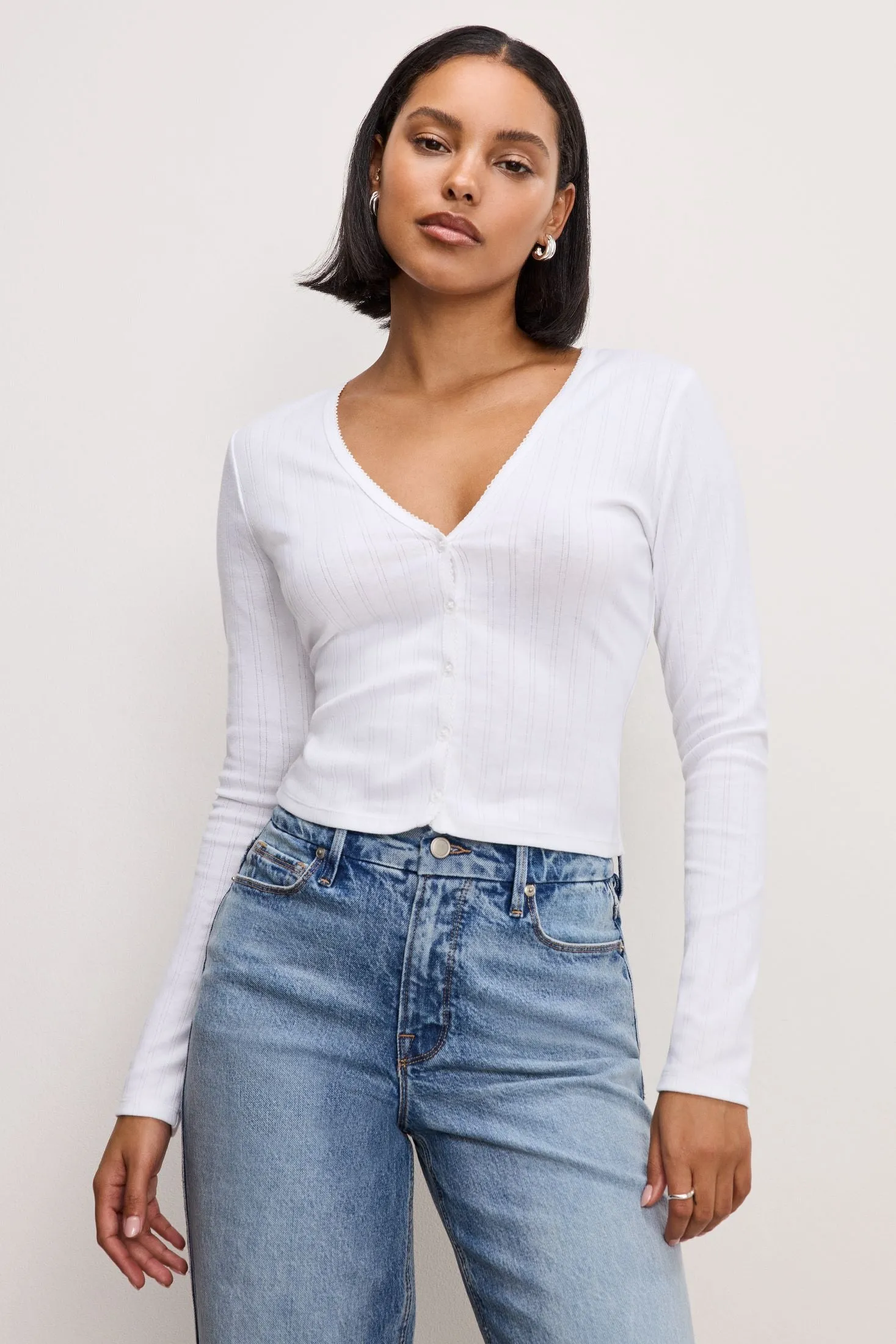 Cotton Pointelle Cardigan | Recycled