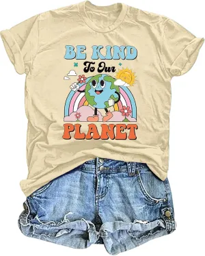 Earth Day Shirts for Women Be Kind to Our Planet Shirt Protect The Environmental T Shirts Nature Lover Graphic Tee Tops