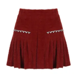 Fluffy beaded pleated mini skirt