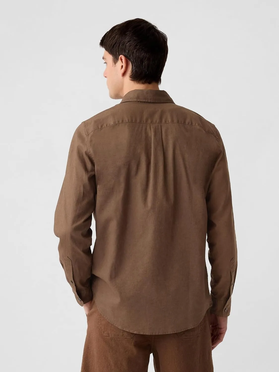 GAP Men's Linen Long Sleeve Shirt Standard Fit