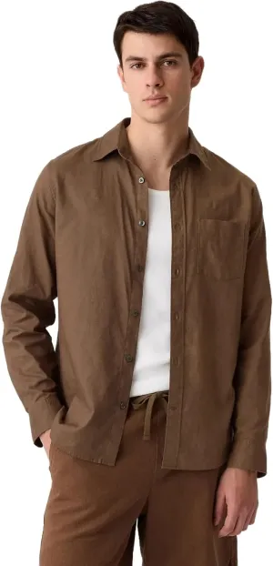 GAP Men's Linen Long Sleeve Shirt Standard Fit