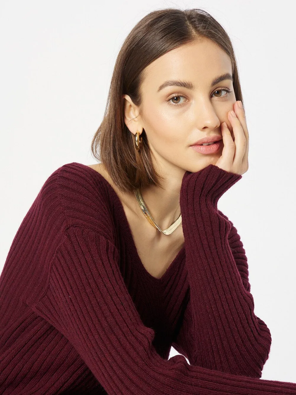 Knitted dress River Island, burgundy