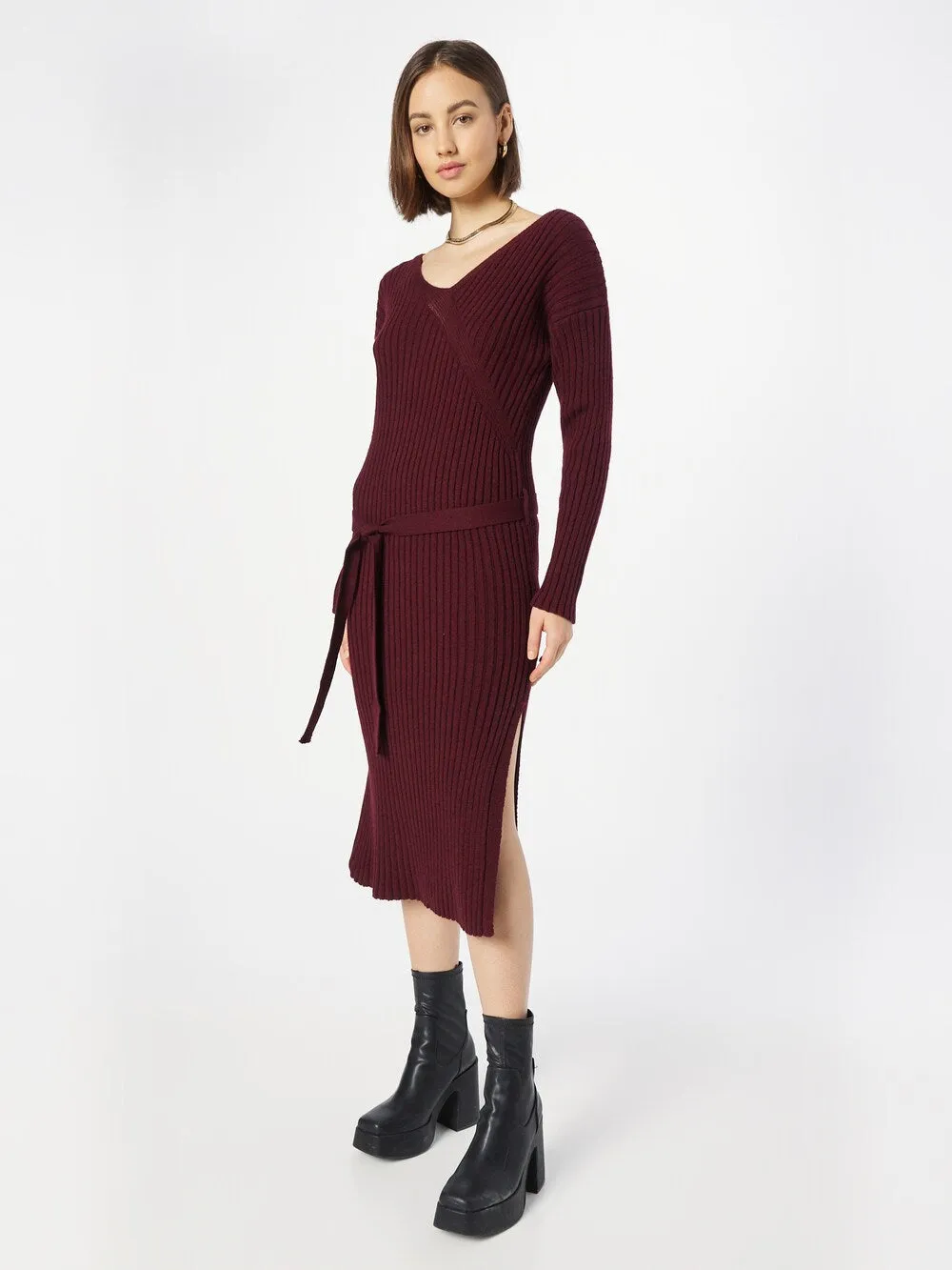 Knitted dress River Island, burgundy