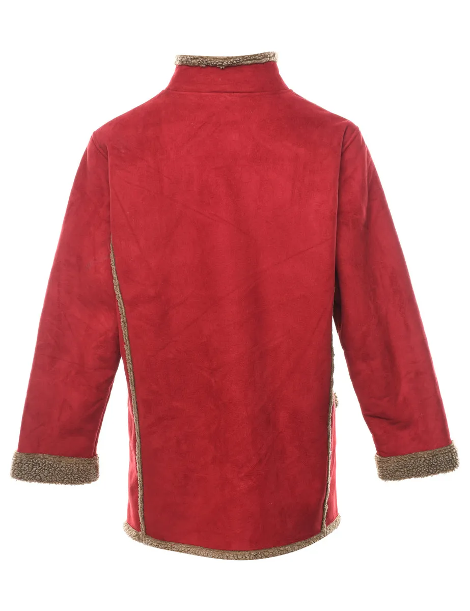 L.L. Bean Maroon & Light Brown Shearling Lined Coat - L