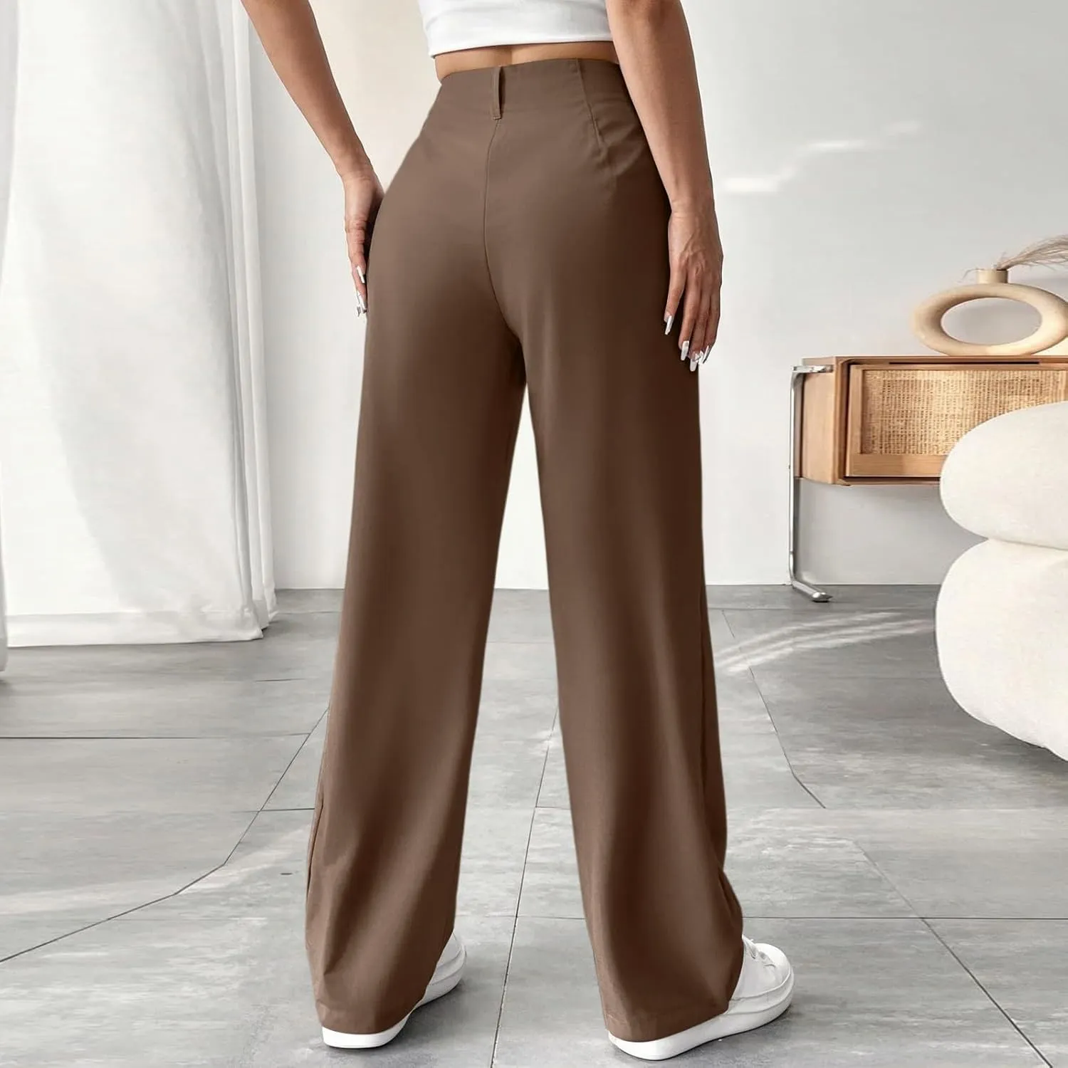Palazzo Pants for Women Summer Casual Flowy Wide Leg Pants High Waisted Ladies Lightweight Work Pant with Pockets