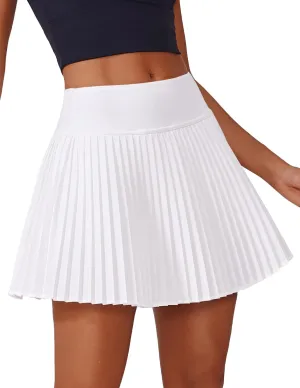 PINSPARK Pleated Tennis Skirt for Women High Waisted Athletic Skirts with Shorts Pockets Golf Workout Pickleball Skort Skirts