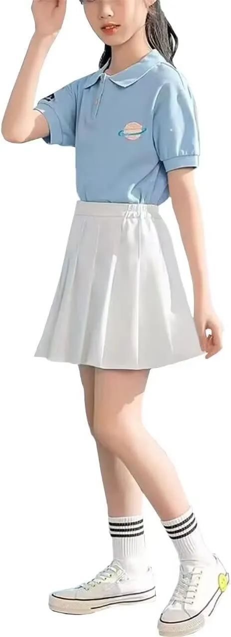 Pleated Mini Skirt High Waisted Tennis Skirts Skorts for Women Girls School Uniform Dress Cheer Skirt with Shorts,2T-4XL
