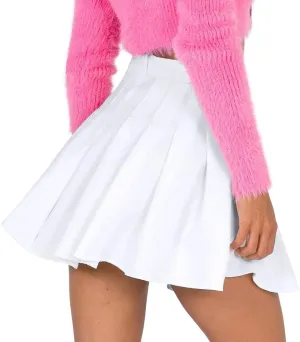 Pleated Mini Skirt High Waisted Tennis Skirts Skorts for Women Girls School Uniform Dress Cheer Skirt with Shorts,2T-4XL