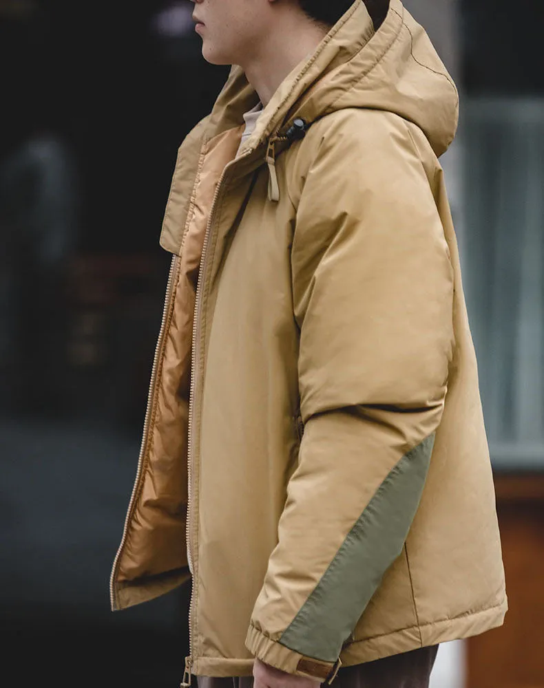 Retro Duck Down Warm Lightweight Hooded Men's Jacket