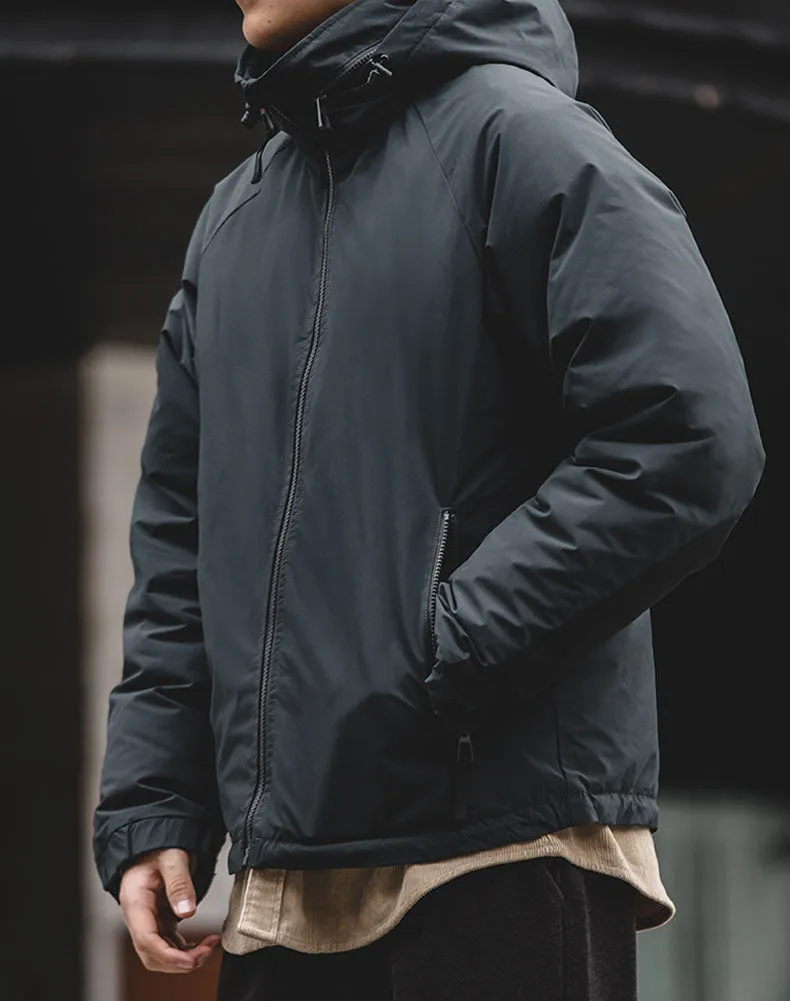 Retro Duck Down Warm Lightweight Hooded Men's Jacket