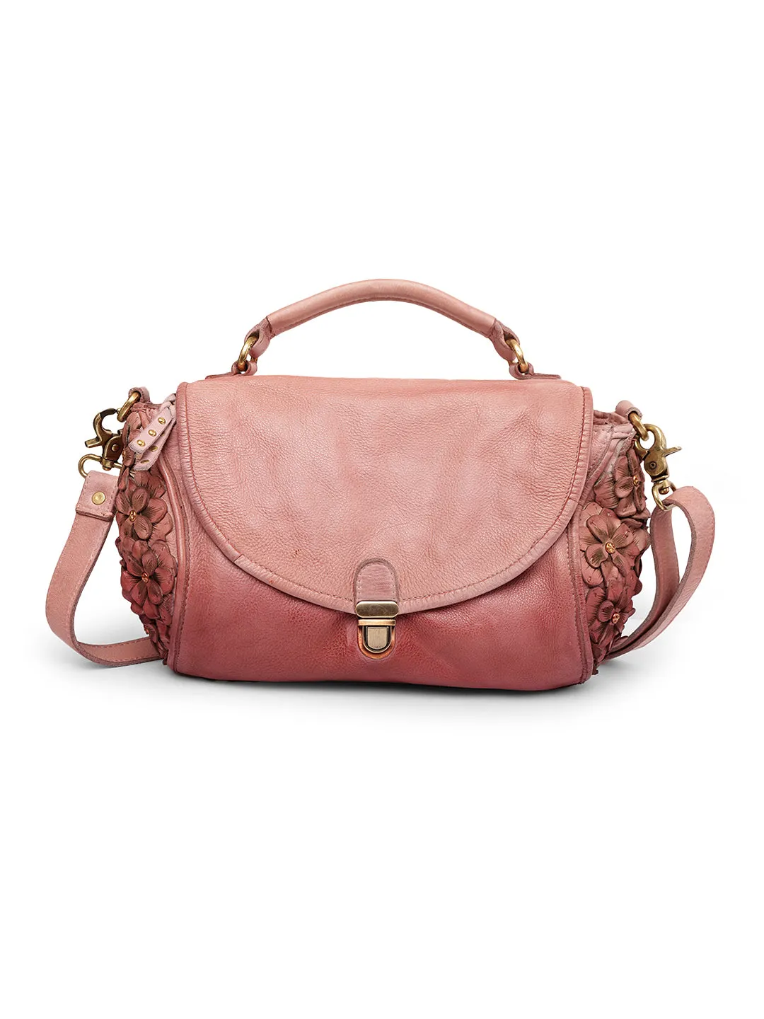 Roseate Elegance: Leather Crossbody for Effortless Style