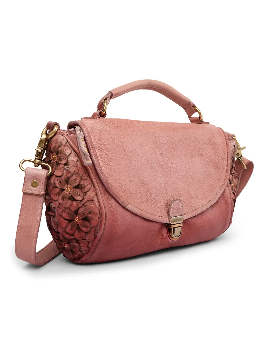 Roseate Elegance: Leather Crossbody for Effortless Style