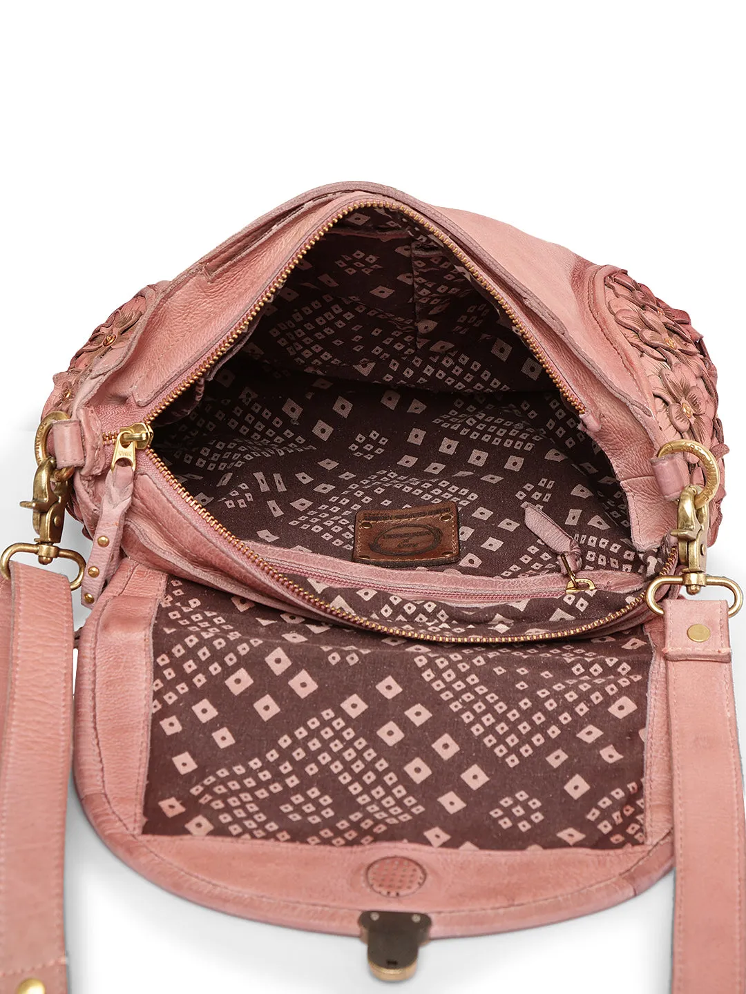 Roseate Elegance: Leather Crossbody for Effortless Style