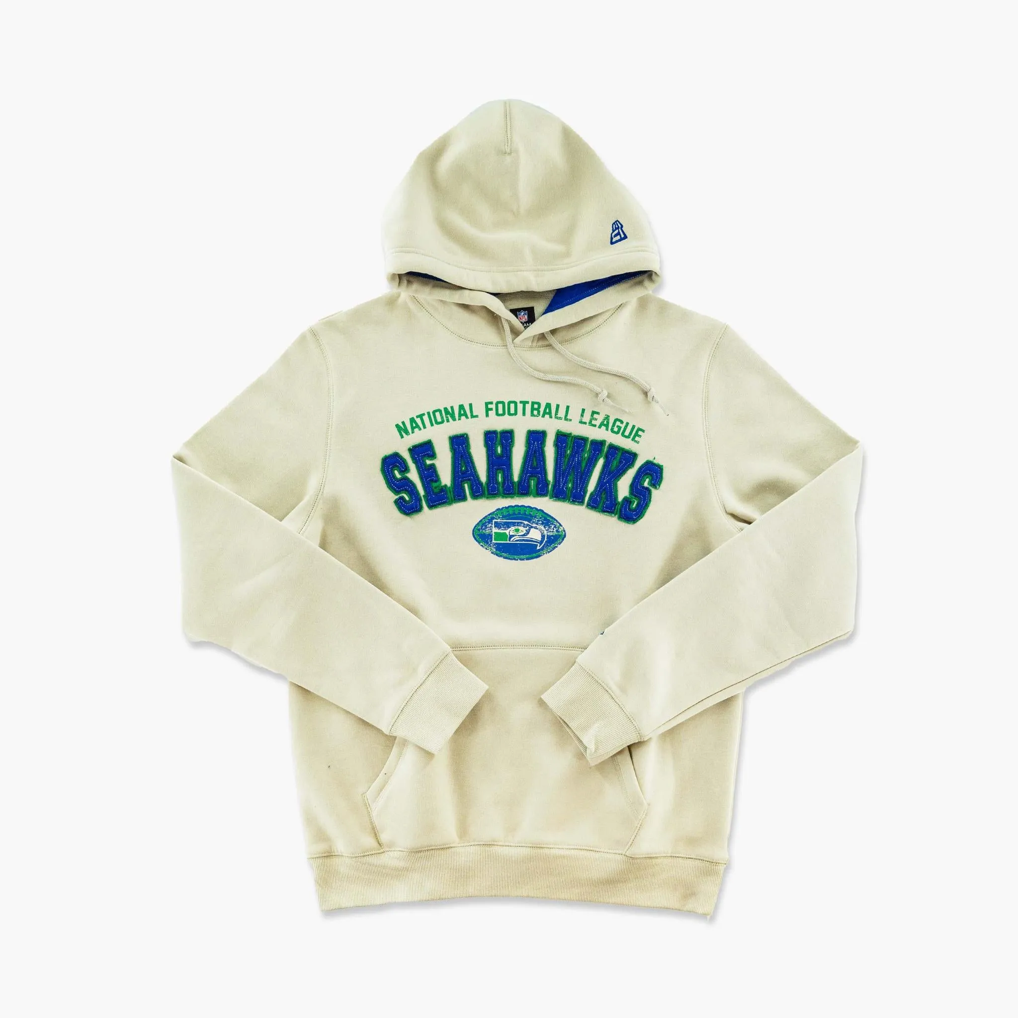Seattle Seahawks Throwback Cream Embroidered Hoodie