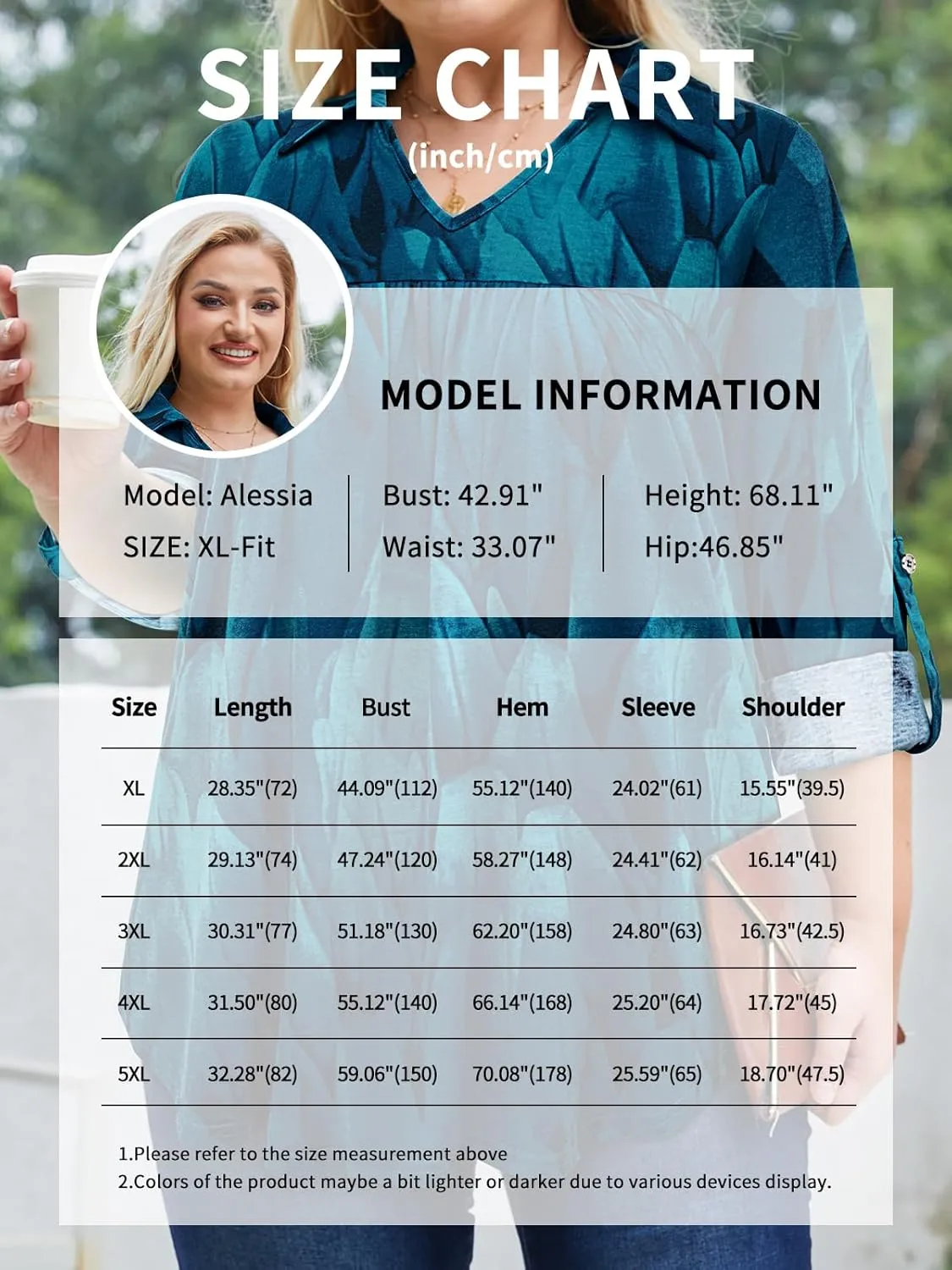 Siddhe Plus Size Tops for Women Collared V Neck Fall Shirts 3/4 Sleeve Blouses T Shirt Dressy Casual Pleated Tunic Tops 1X-5X