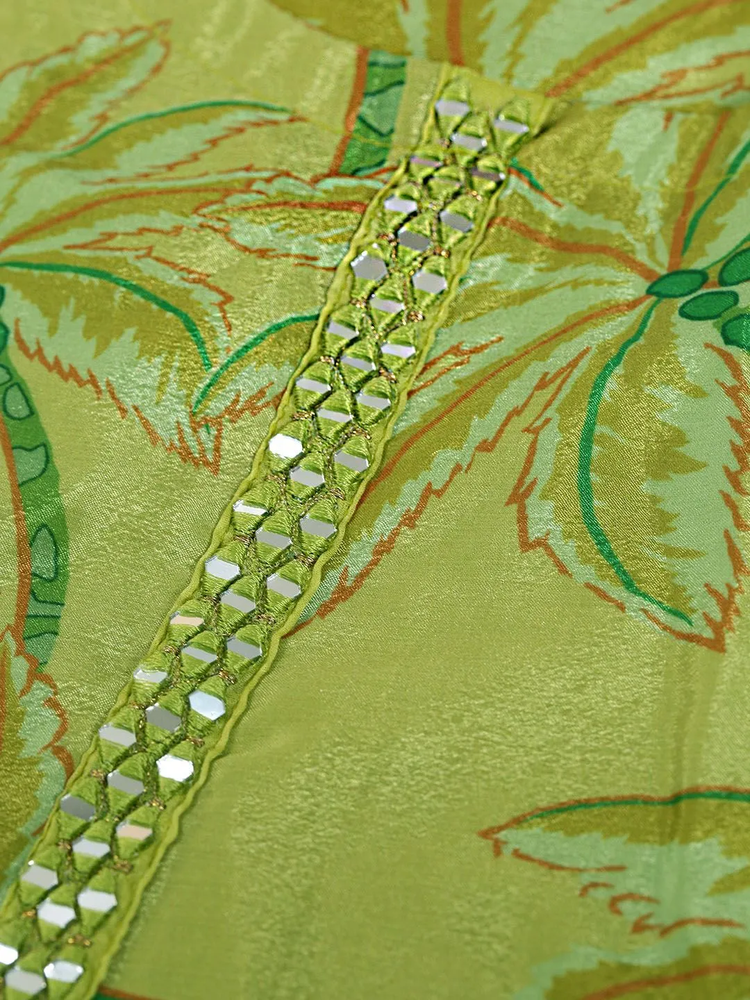 Soft Lime Green Printed Kurta Set with Straight Bottom and Sheer Dupatta