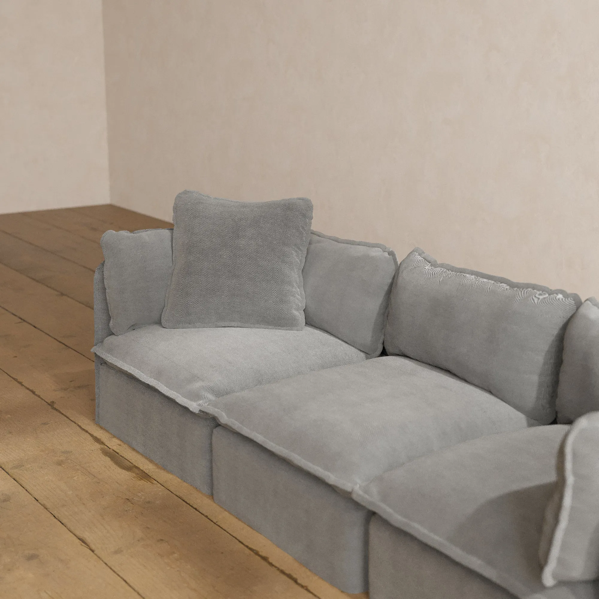 Square Performance Accent Pillow 22 x 22 | Plush Weave in Ash