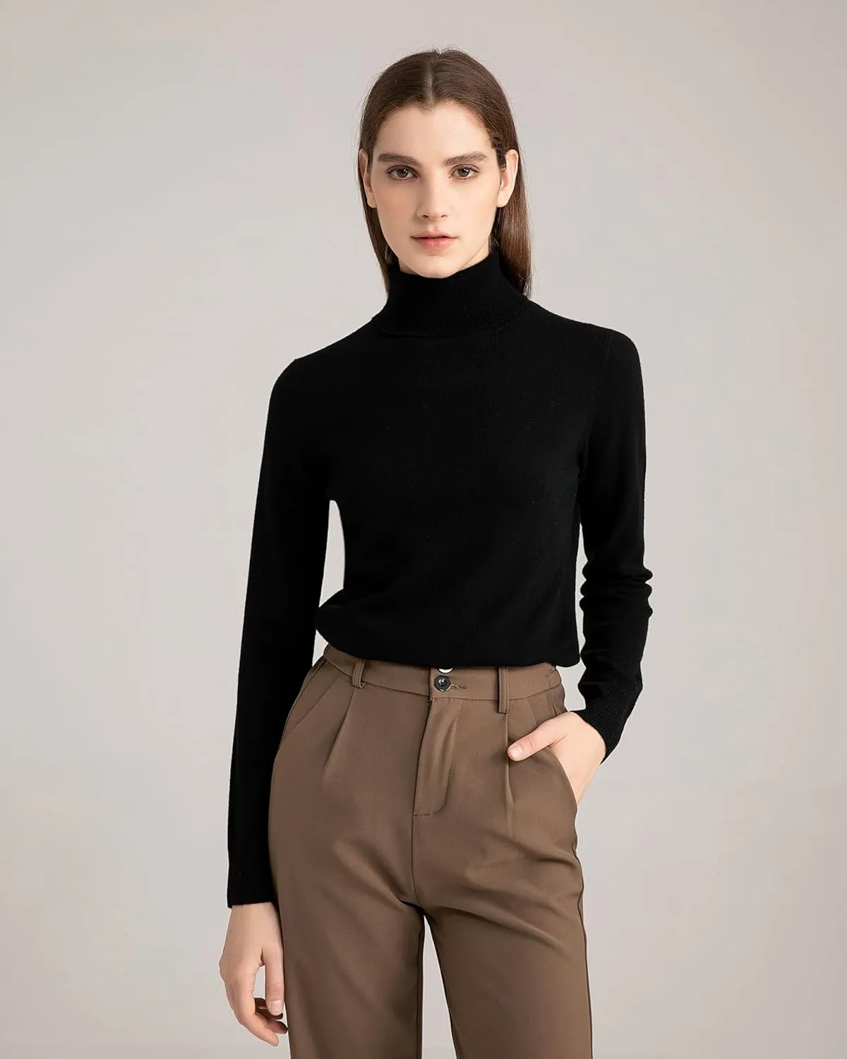 State Fusio Womens Ribbed Turtleneck Sweater 100% Merino Wool Classic Long Sleeve High Neck Pullover