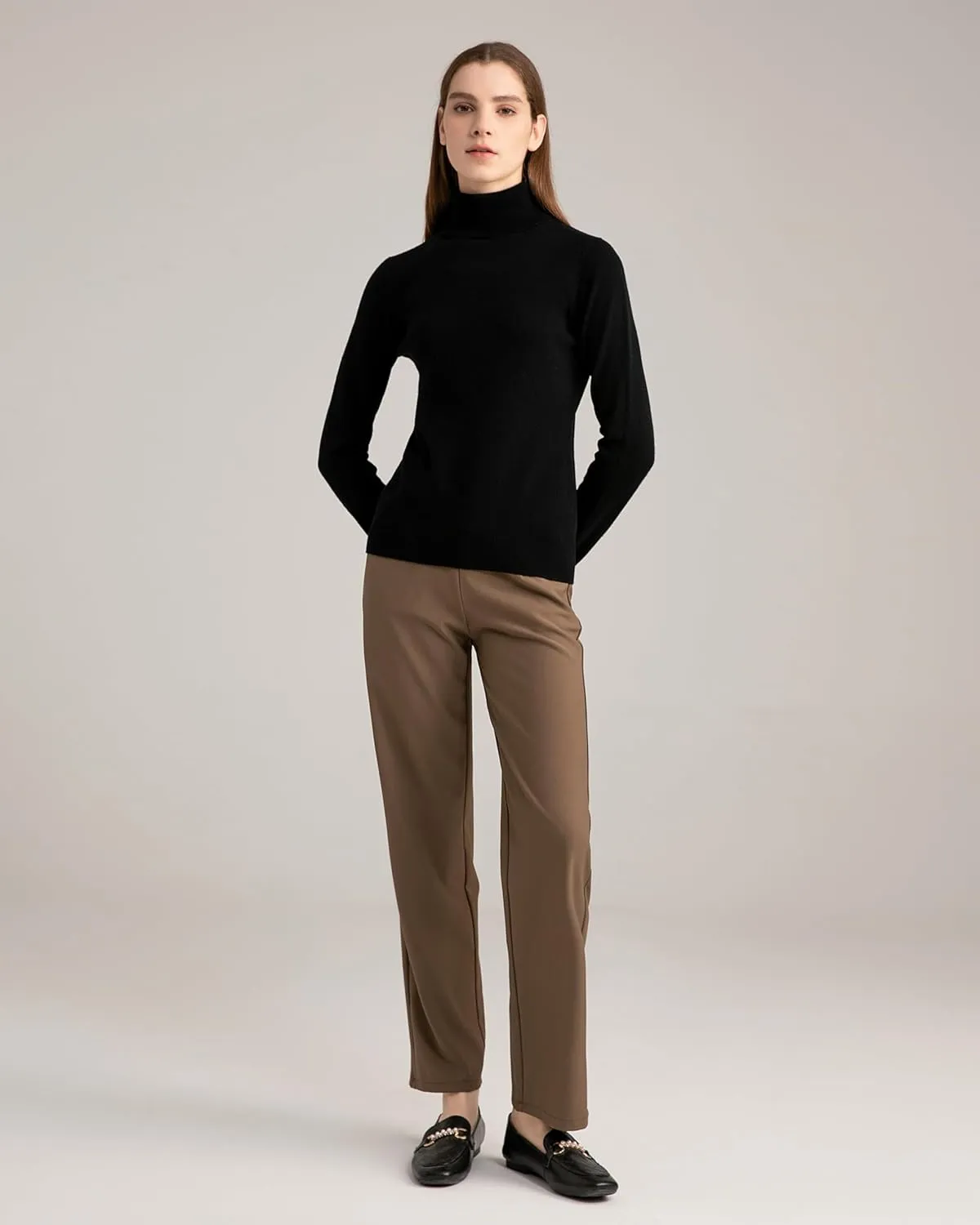 State Fusio Womens Ribbed Turtleneck Sweater 100% Merino Wool Classic Long Sleeve High Neck Pullover
