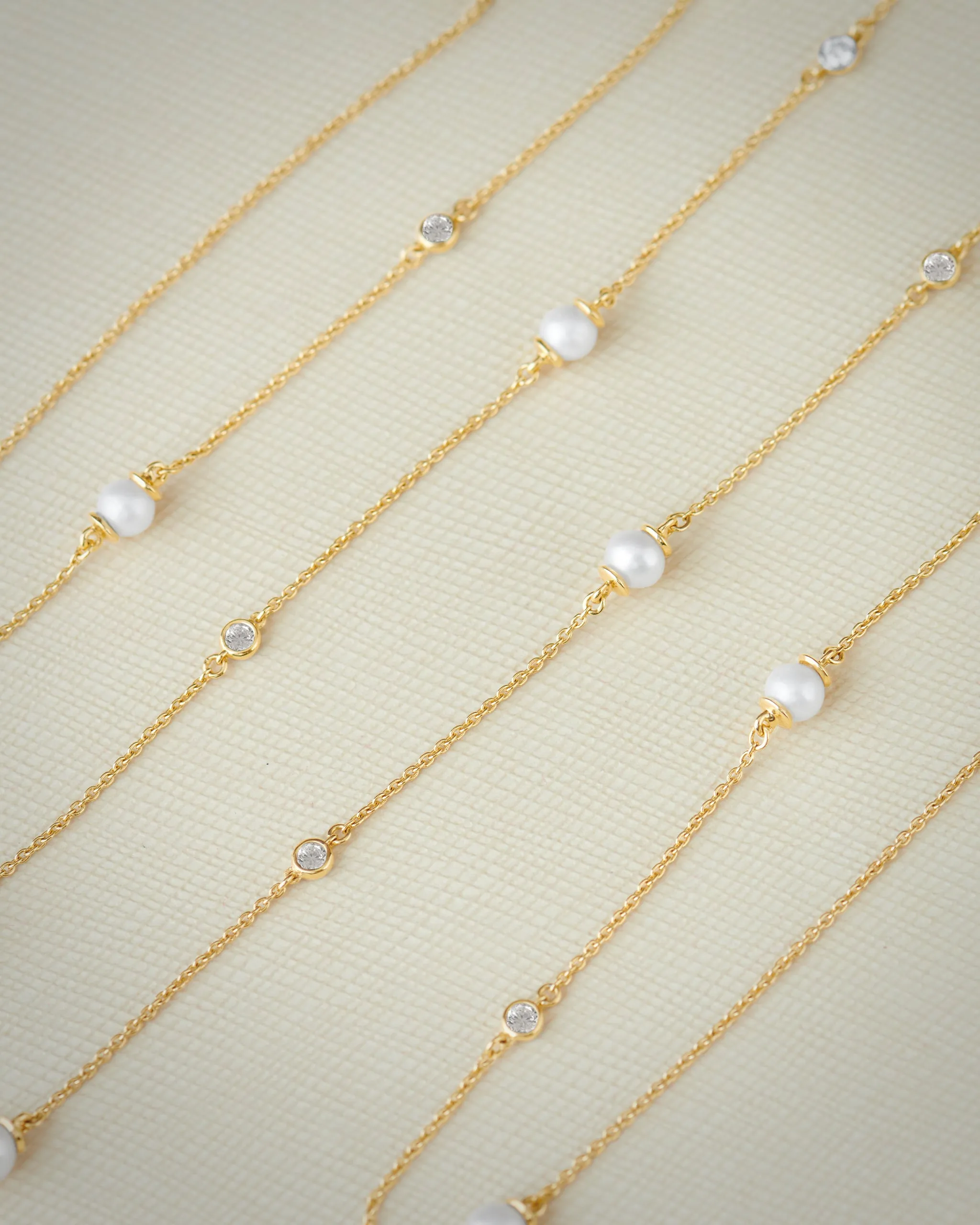 Station Pearl Diamond Long Necklace