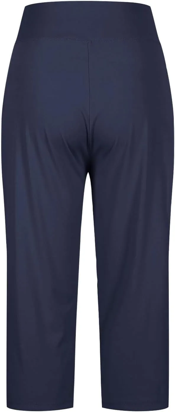 Stretchy Capri Leggings for Women with Pockets Dressy Yoga Pants Wide Leg High Waisted Casual Lounge Summer Outfits