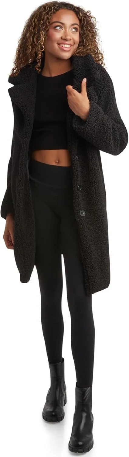 URBAN REPUBLIC Women's Sherpa Coat - Cozy Textured Sherpa Button Up Winter Jacket - Warm Outerwear Coats for Women (S-XL)