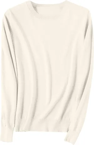 Wkishenl Cashmere Sweaters for Women Long Sleeve Crewneck/V-Neck Knit Pullover Classic Solid Shirts Fall Fashion Clothes 2025