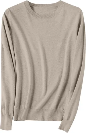 Wkishenl Cashmere Sweaters for Women Long Sleeve Crewneck/V-Neck Knit Pullover Classic Solid Shirts Fall Fashion Clothes 2025