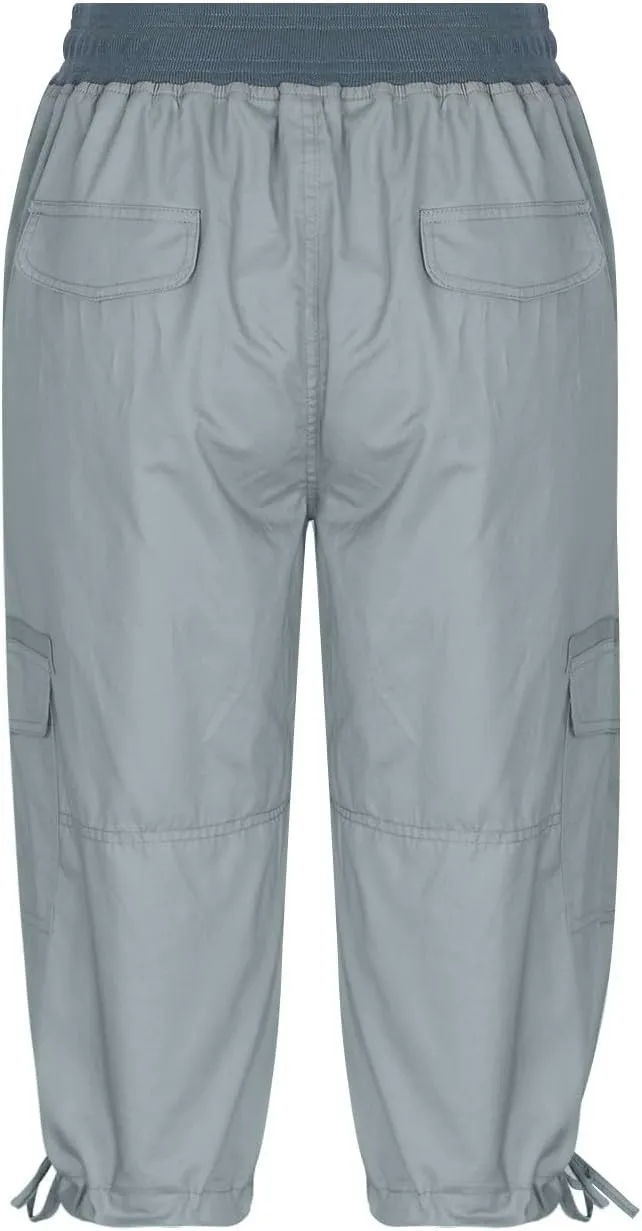 Women Capri Pants for Summer 2024 Casual Cotton Linen Plus Size Capris Lightweight Cropped Cargo Pants with Pockets