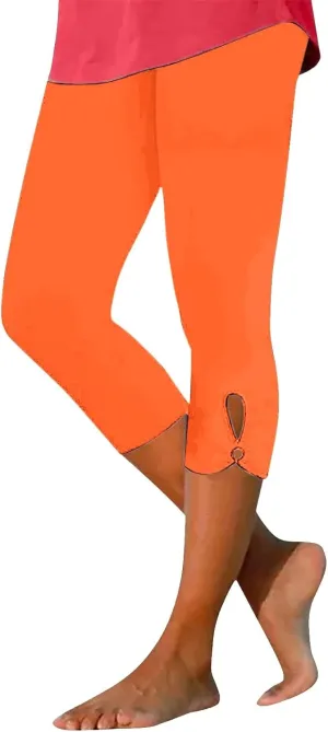 Womens Capris Summer Dressy Cropped High Waist Yoga Pants Fashion Casual Stretch Pull On Workout Crop Capri Leggings
