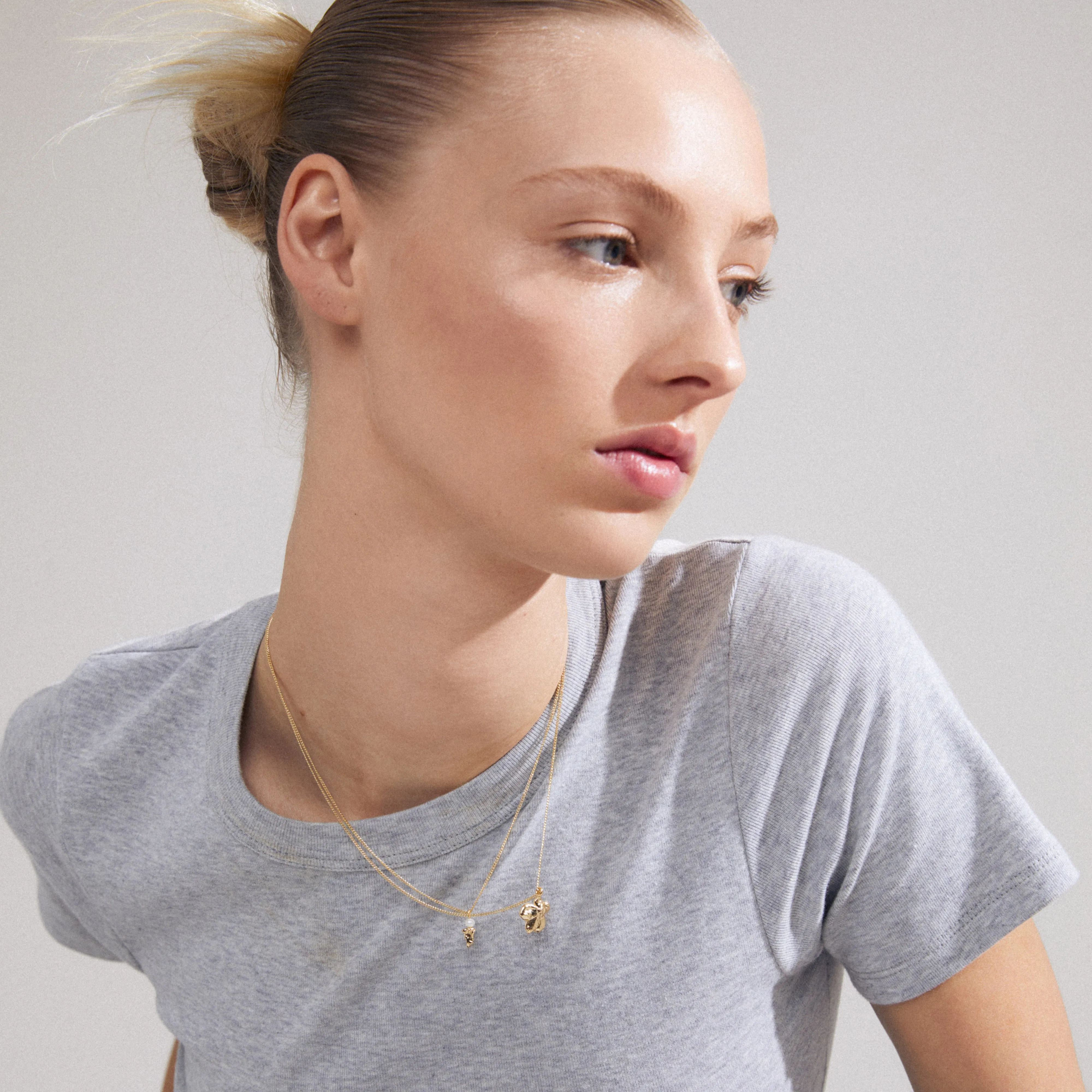 ZHURI necklace 2-in-1 set gold-plated