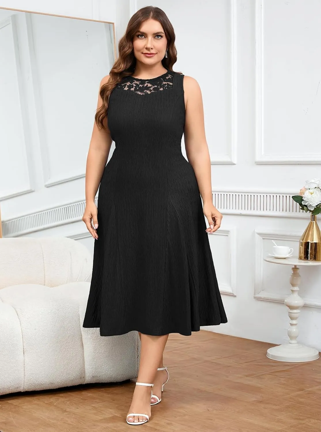 ZOMVA Plus Size Mother of The Bride Groom Dresses for Curvy Women 2 Piece Wedding Guest Dress with Jacket Tea Length